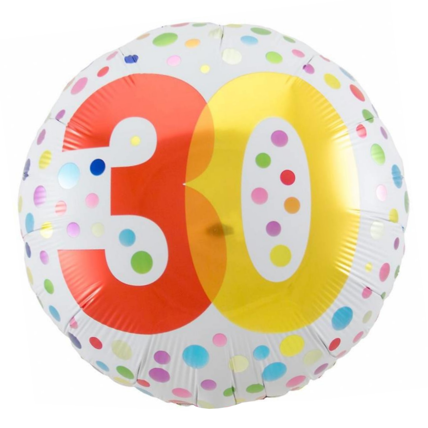 Folieballon - 30 jaar - Rainbow dots - 45cm - Zonder vulling