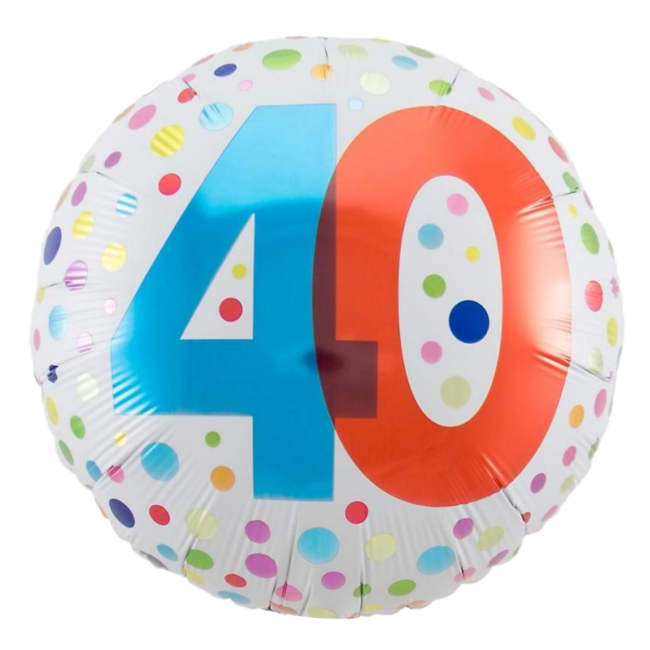 Folat Folieballon - 40 jaar - Rainbow dots - 45cm - Zonder vulling