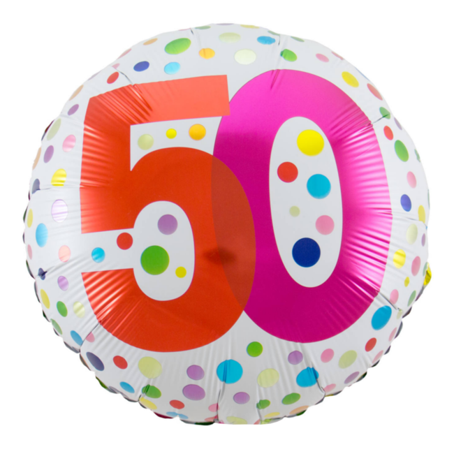 Folat Folieballon - 50 jaar - Rainbow dots - 45cm - Zonder vulling