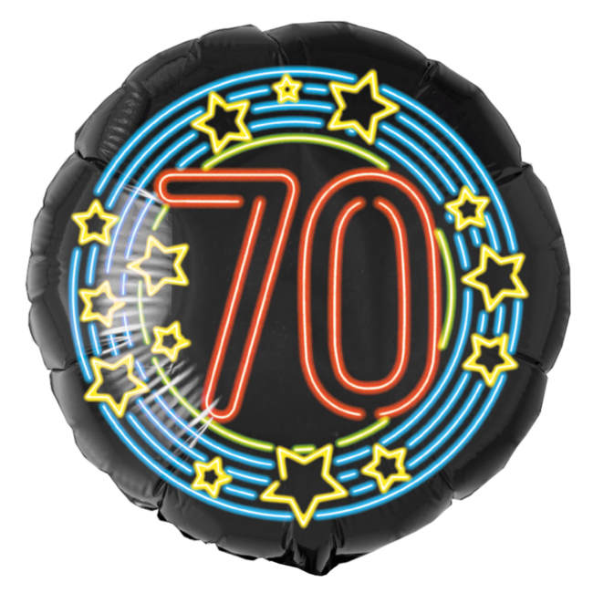 Folieballon - 70 jaar - Neon - 43cm - Zonder vulling