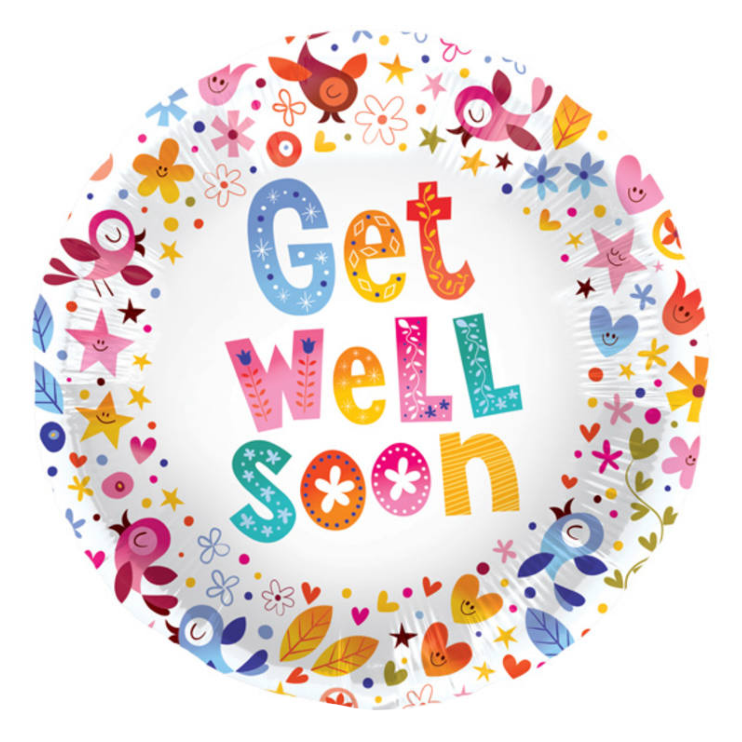 Folieballon - Get well soon - Bloemen - 45cm - Zonder vulling