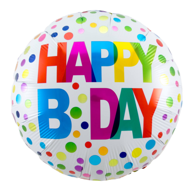 Folat Folieballon - Happy Birthday - Rainbow dots - 45cm - Zonder vulling