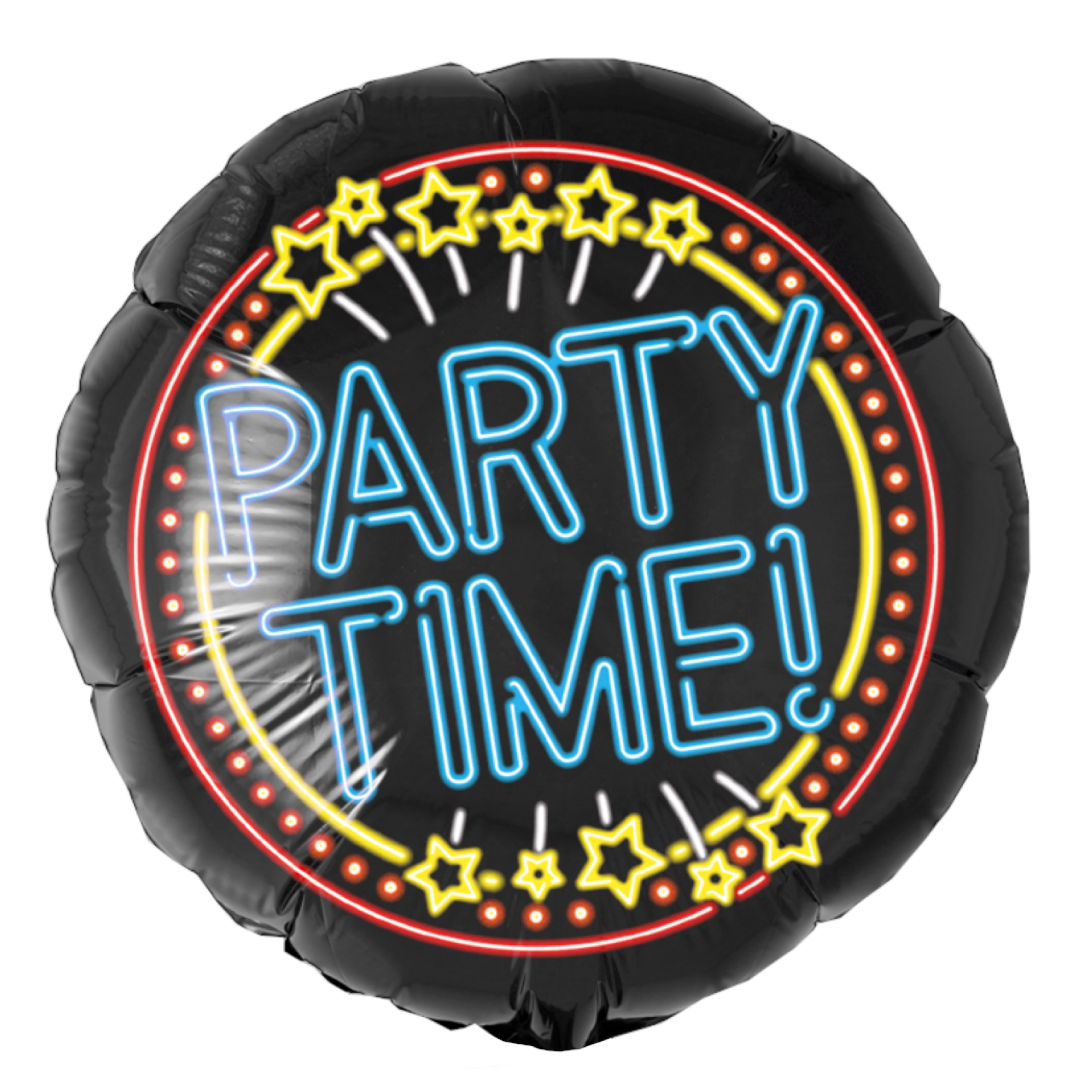 Folieballon - Party time - Neon - 46cm - Zonder vulling