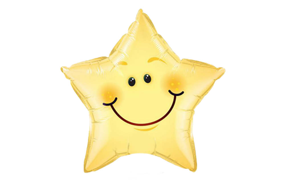 Folieballon - Smiley - Ster - 50cm - Zonder vulling