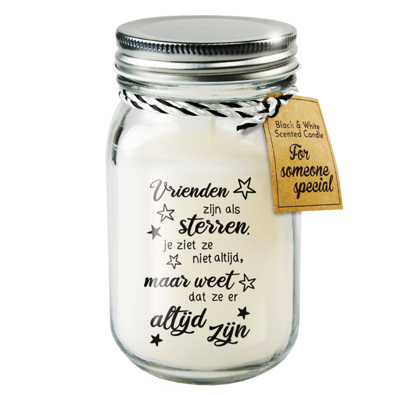 Geurkaars - Vrienden - Zwart, wit