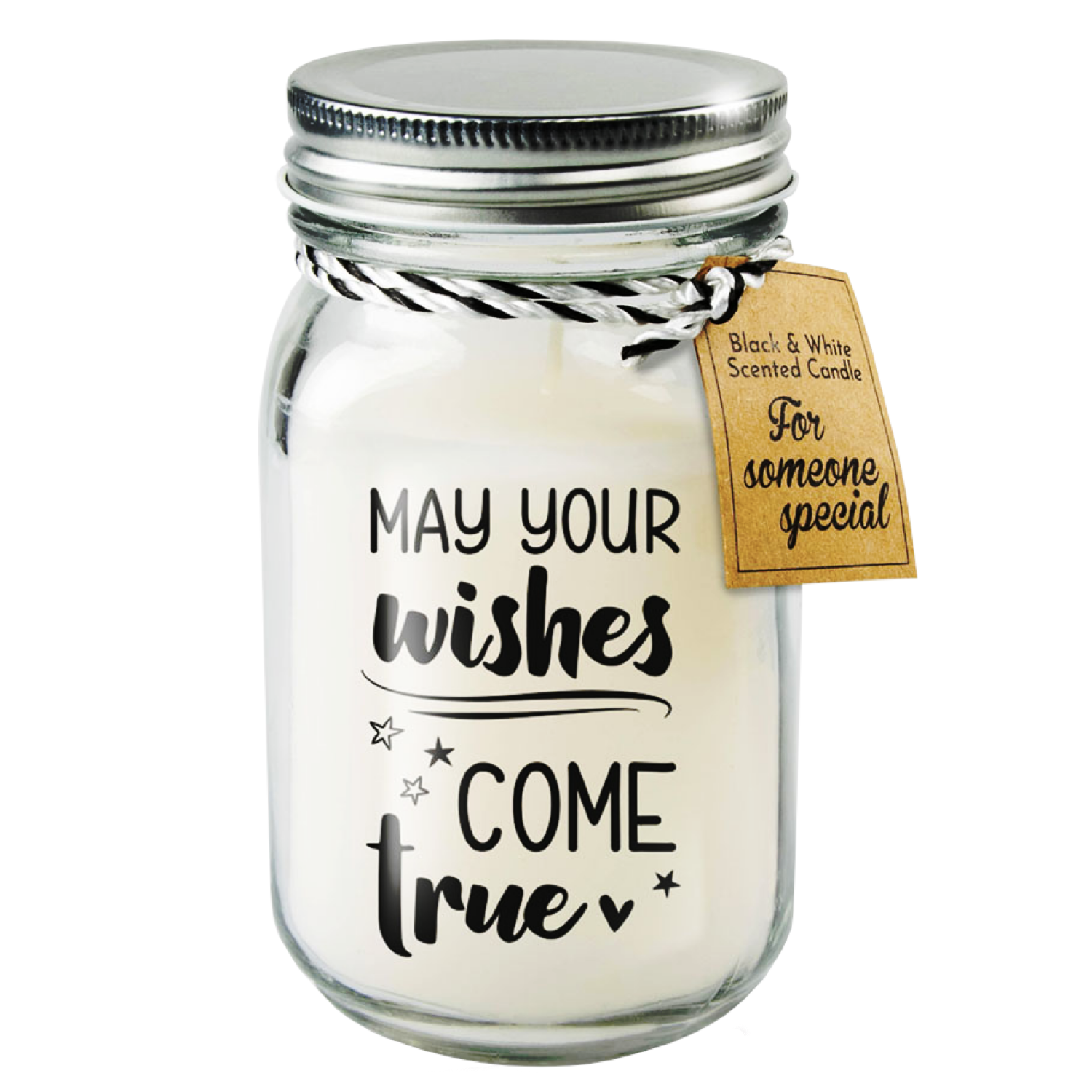 Geurkaars - May your wishes - Zwart, wit