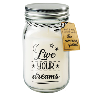 Paperdreams Geurkaars - Live your dreams - Zwart, wit