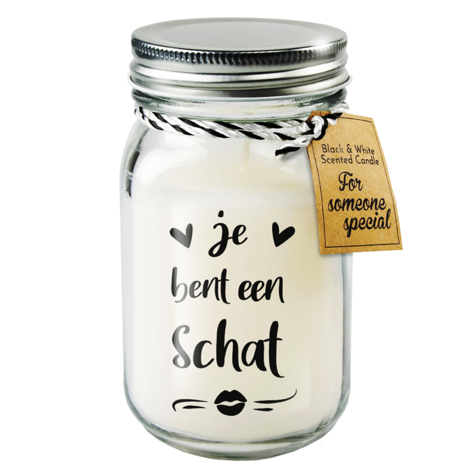 Geurkaars - Je bent een schat - Zwart, wit