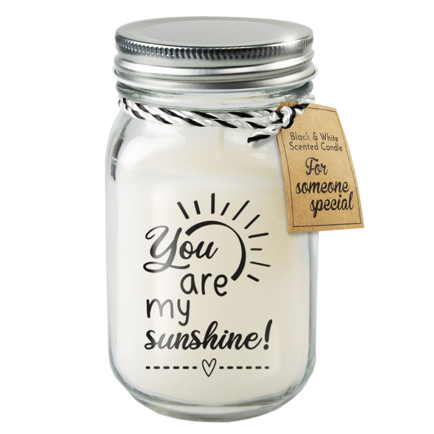 Geurkaars - You are my sunshine - Zwart, wit
