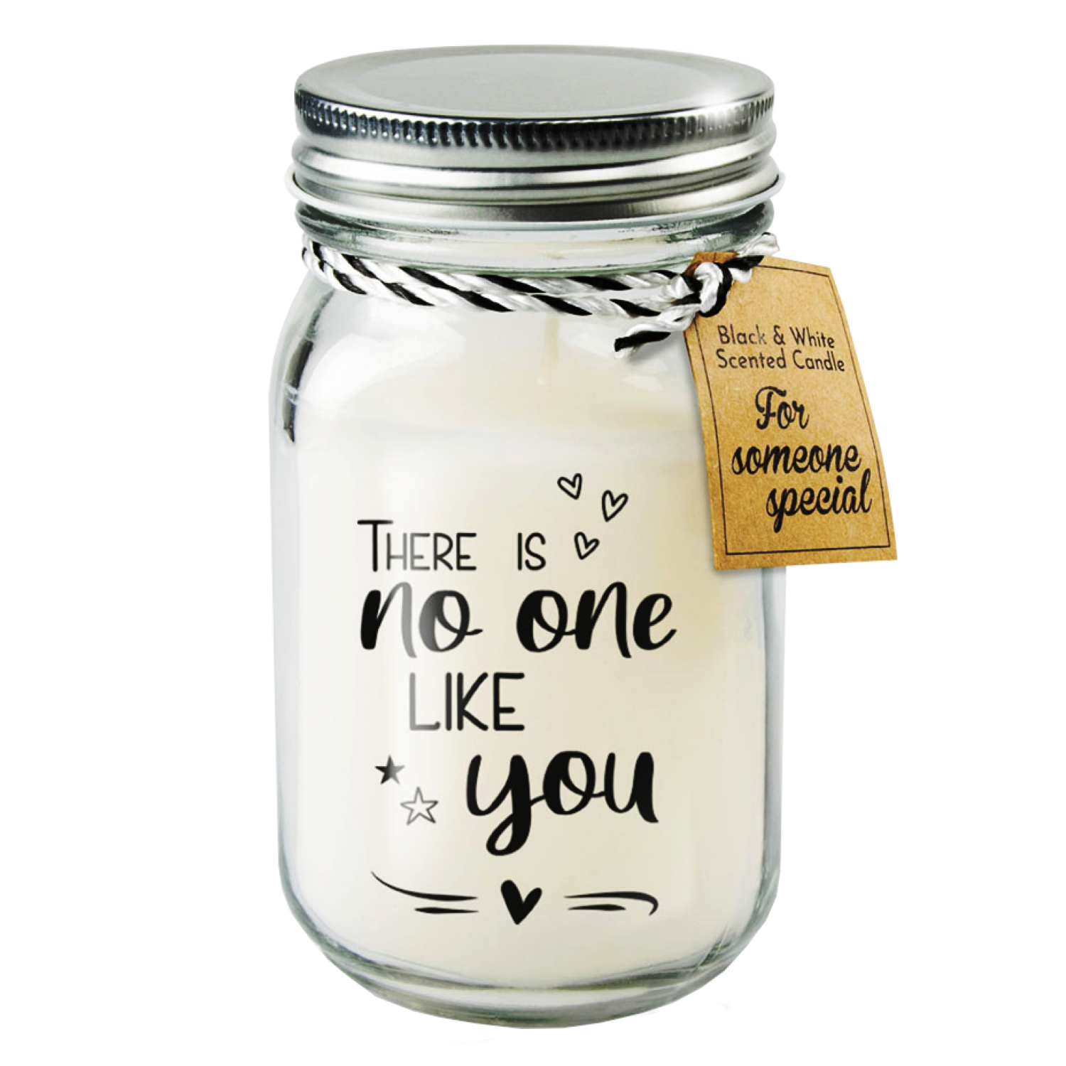 Geurkaars - No one like you - Zwart, wit