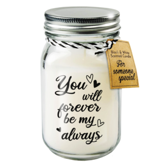 Paper Dreams Geurkaars - Forever be my always - Zwart, wit