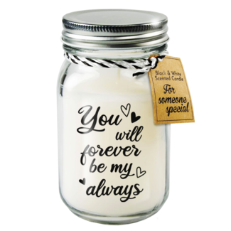 Paperdreams Geurkaars - Forever be my always - Zwart, wit