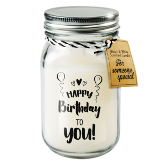 Paperdreams Geurkaars - Happy Birthday - Zwart, wit