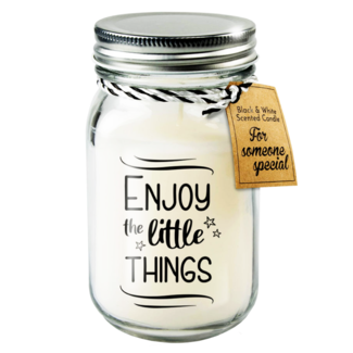 Paperdreams Geurkaars - Enjoy the little things - Zwart, wit