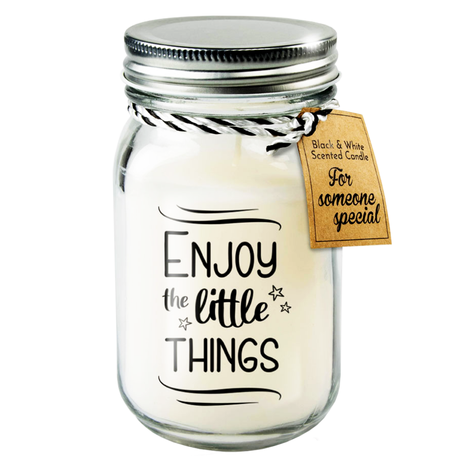 Geurkaars - Enjoy the little things - Zwart, wit