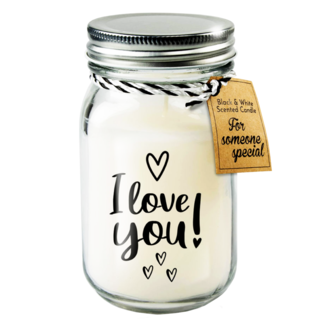 Paperdreams Geurkaars - I love you - Zwart, wit