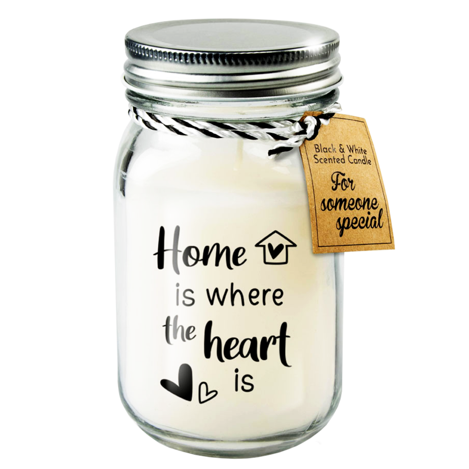 Geurkaars - Home is where the heart is - Zwart, wit - #23