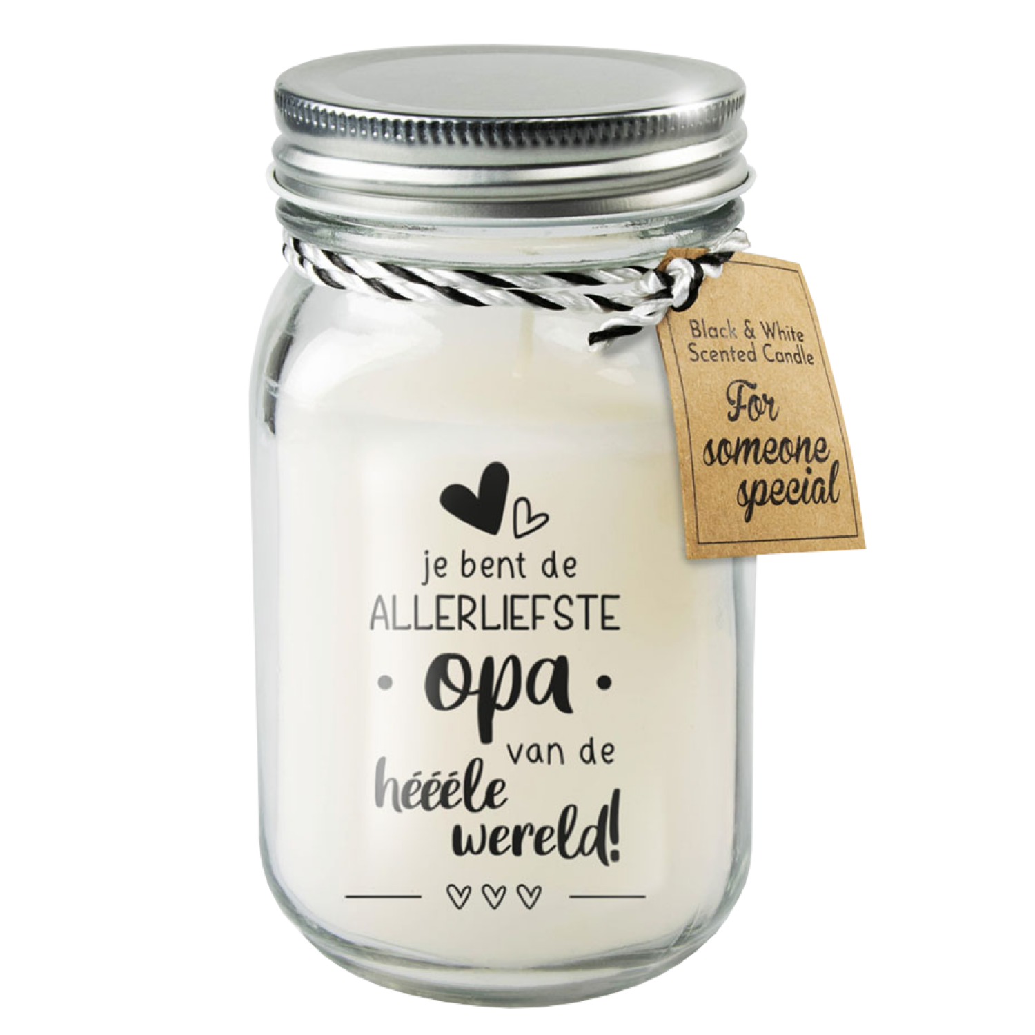 Geurkaars - Opa - Zwart, wit