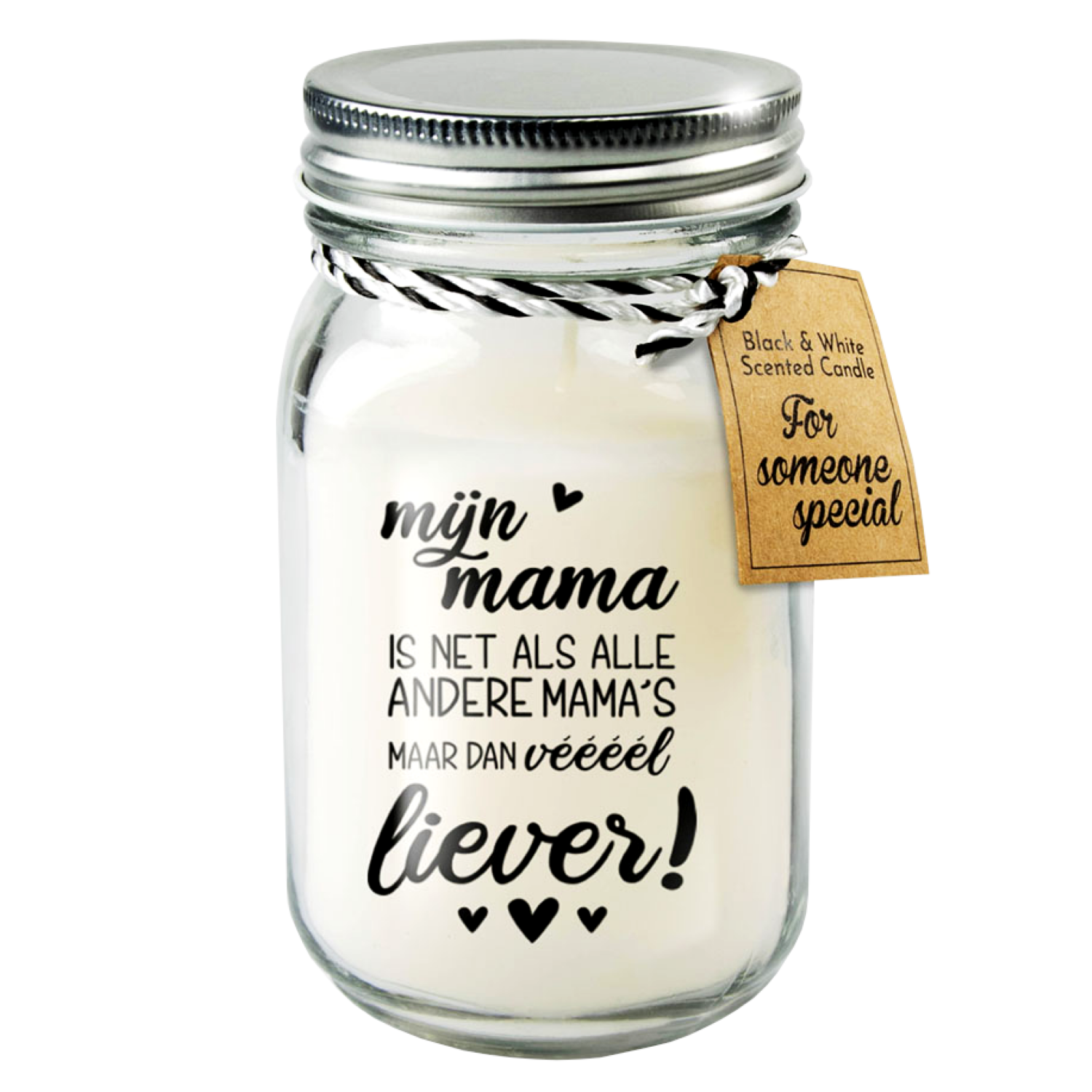 Geurkaars - Mijn mama - Zwart, wit