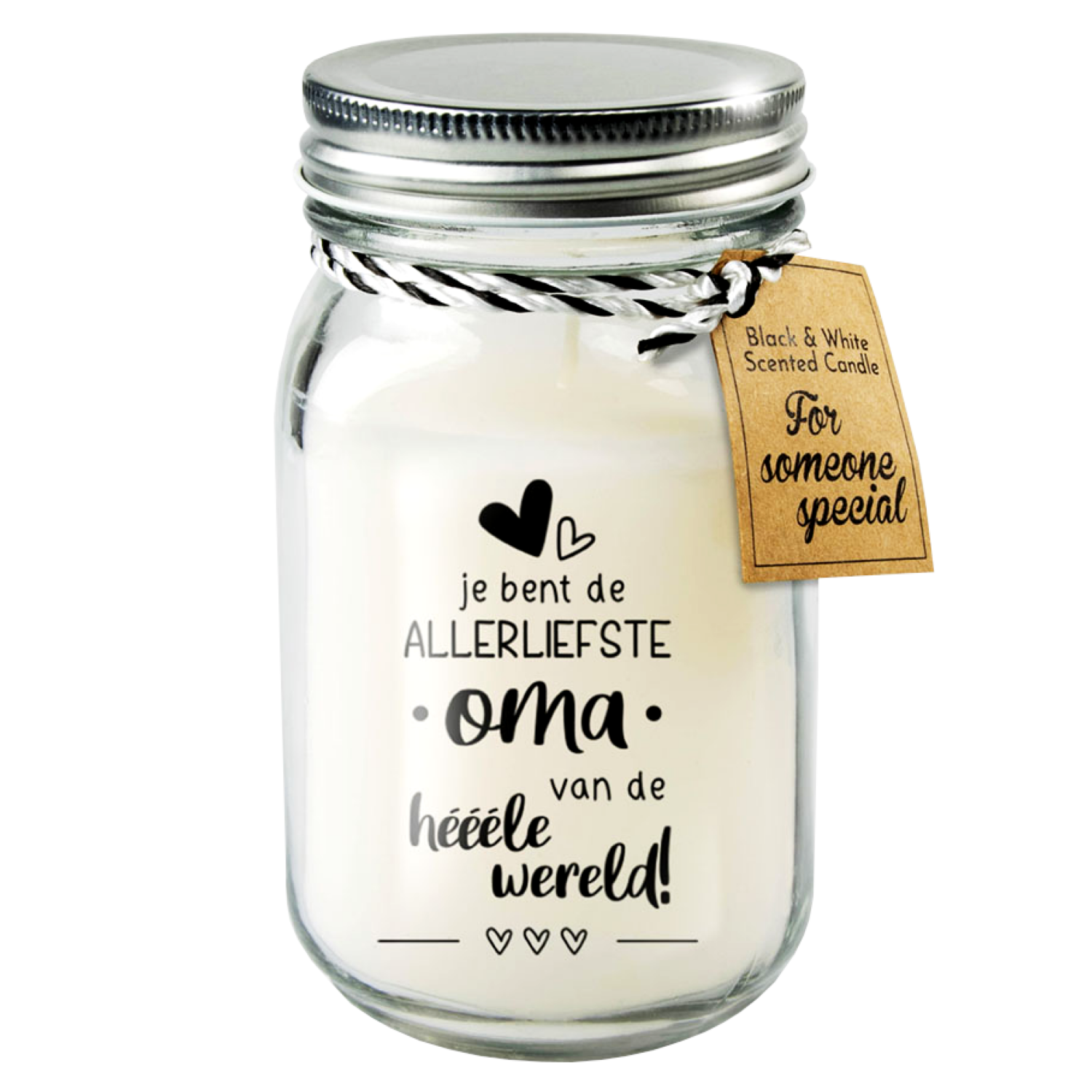Geurkaars - Oma - Zwart, wit