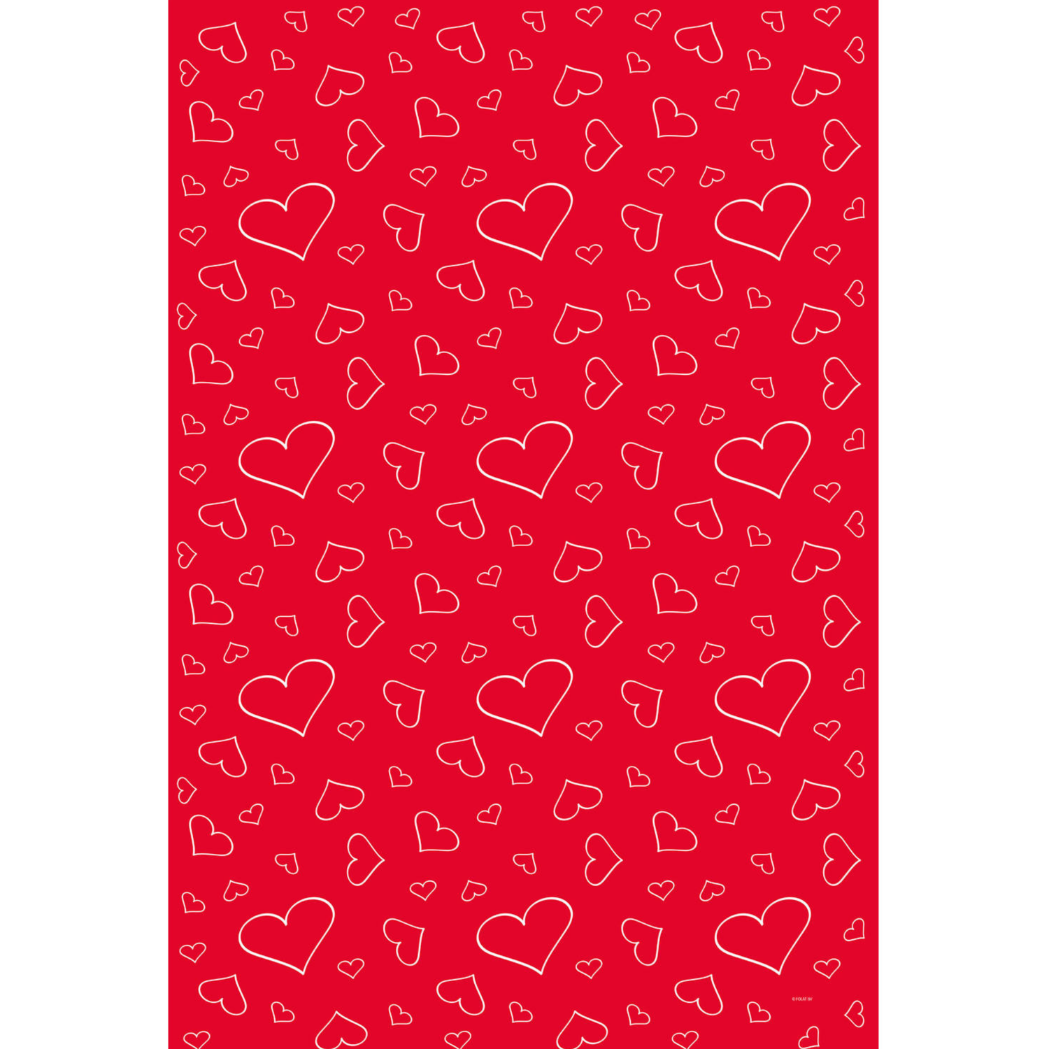 Loper - Rood, wit - Hartjes - 450x60cm