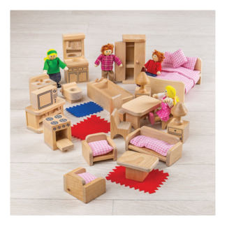 BigJigs Poppenhuis - Meubels en poppetjes - 26dlg