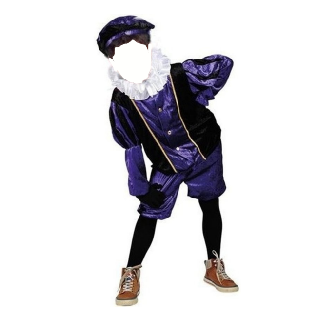 Haza-Witbaard Piet - Kostuum - Paars, zwart - Velours - mt.164