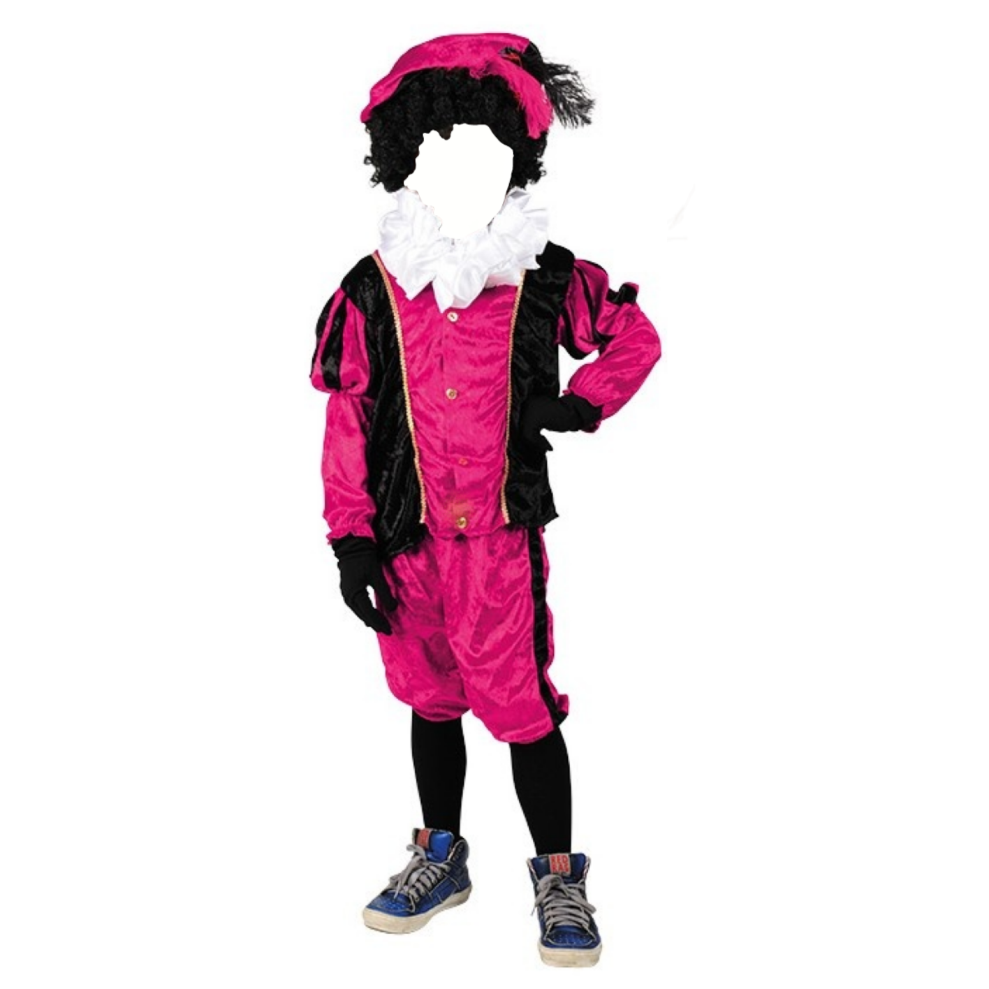 Kostuum - Piet - Velours - Roze, zwart - mt.176