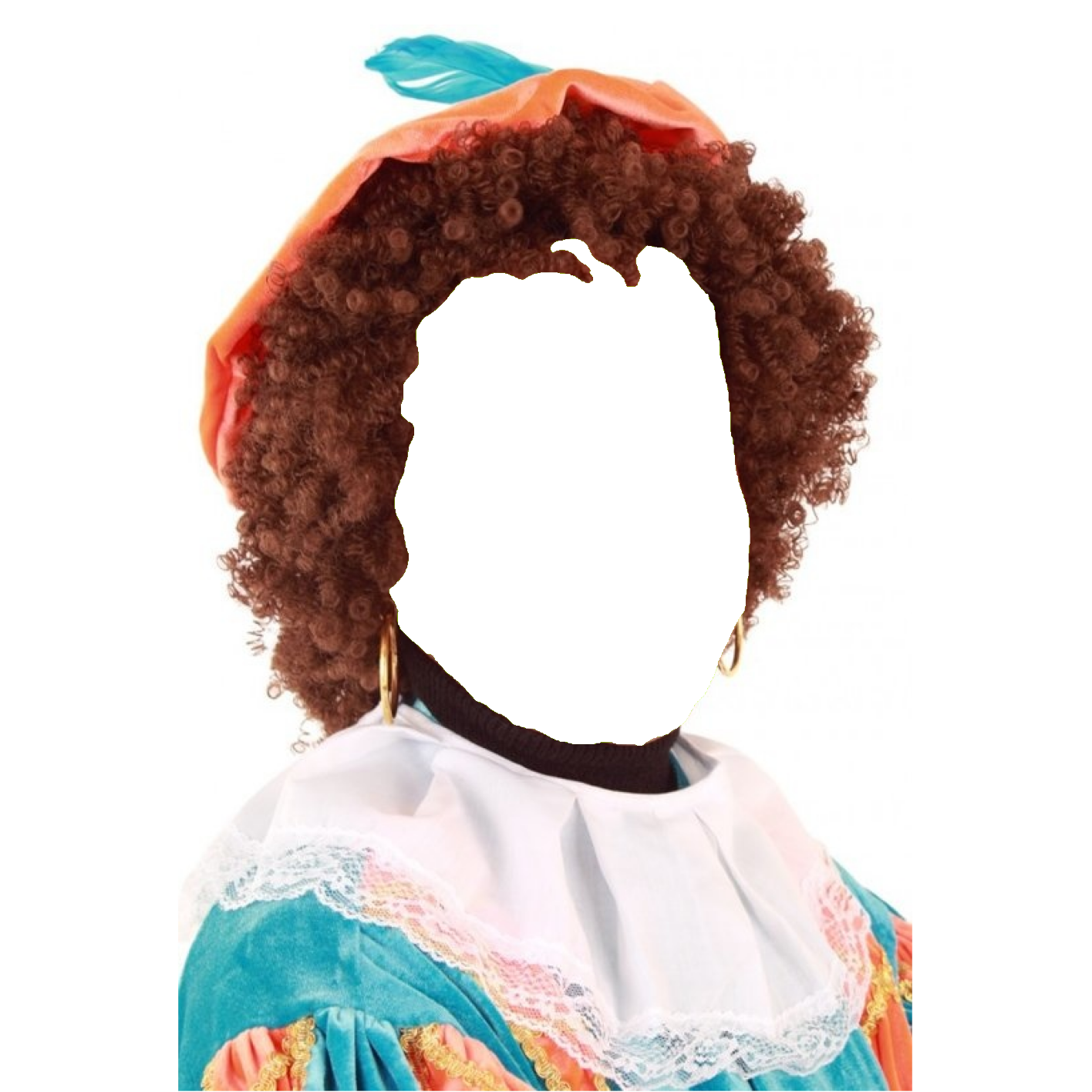 Pruik - Bruin - Piet - Verstelbare kap - Kroeshaar