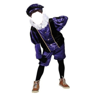 Haza-Witbaard Piet - Kostuum - Velours - Paars, zwart - mt.152