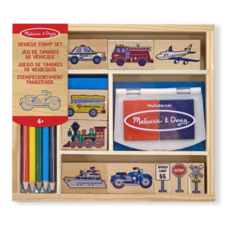 Melissa & Doug Stempel set - Voertuigen - In kistje - 16dlg.