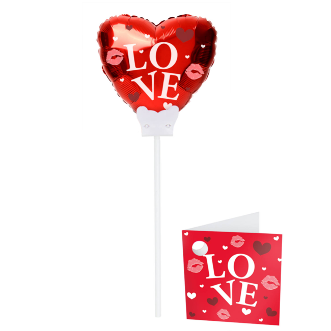 Folat Folieballon - Mini - Love - 15cm - Met cadeaukaart - Niet voor Helium