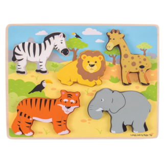 BigJigs Puzzel - Safari - Dikke stukken - 5st.