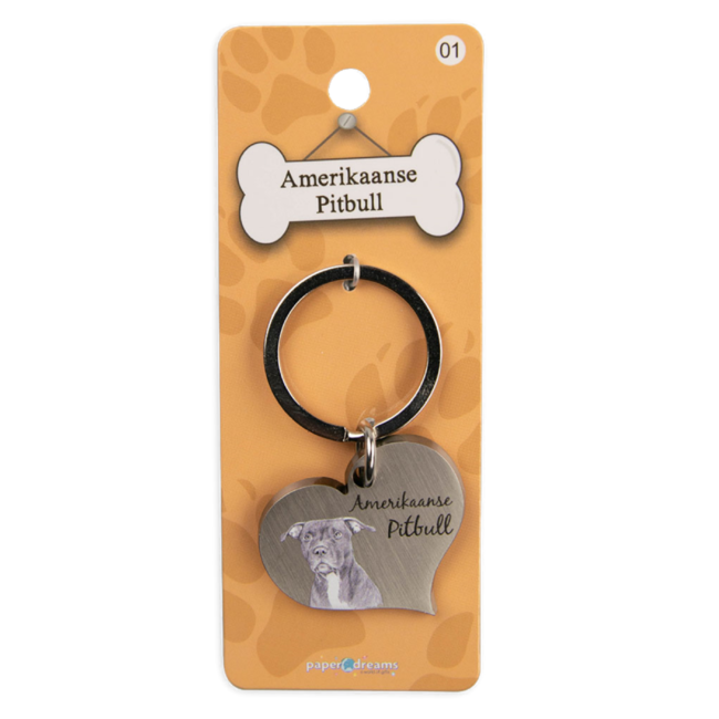 Paperdreams Sleutelhanger - Hond - Amerikaanse Pitbull - Metaal