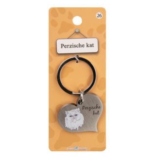 Paperdreams Sleutelhanger - Kat - Perzische kat - Metaal