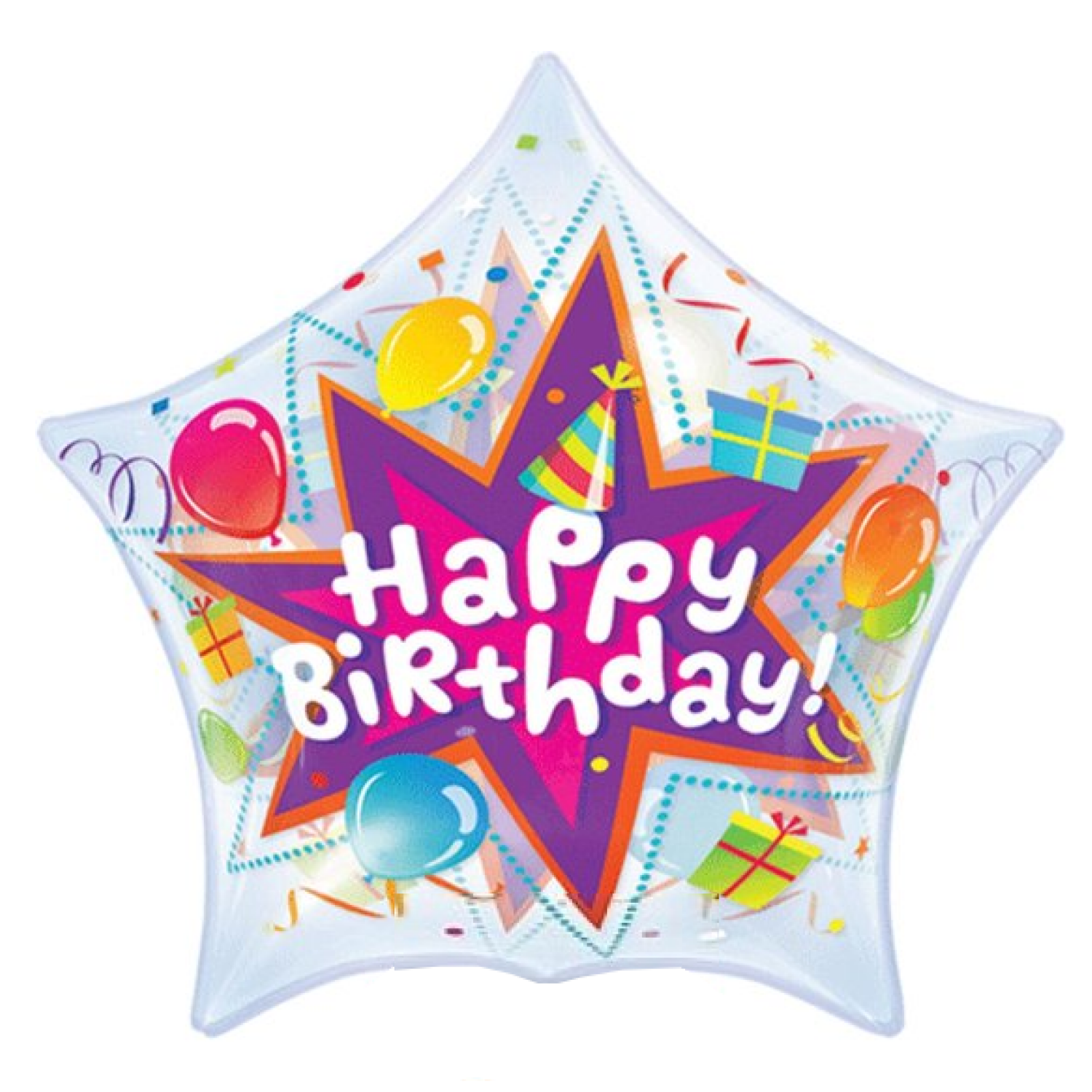 Folieballon - Happy Birthday - Stervormig - Bubble - 56cm - Zonder vulling