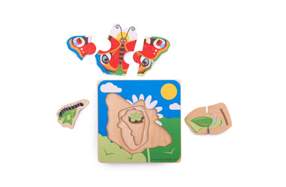 Puzzel - Van rupsenzaad tot vlinder - Levenscyclus - 3 lagen