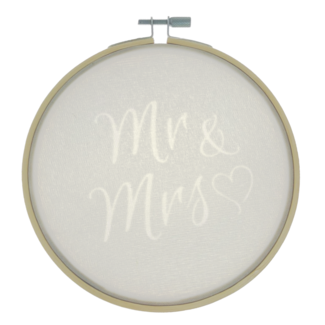 1234feest Wanddecoratie - Borduurring - Mr & Mrs - 14cm