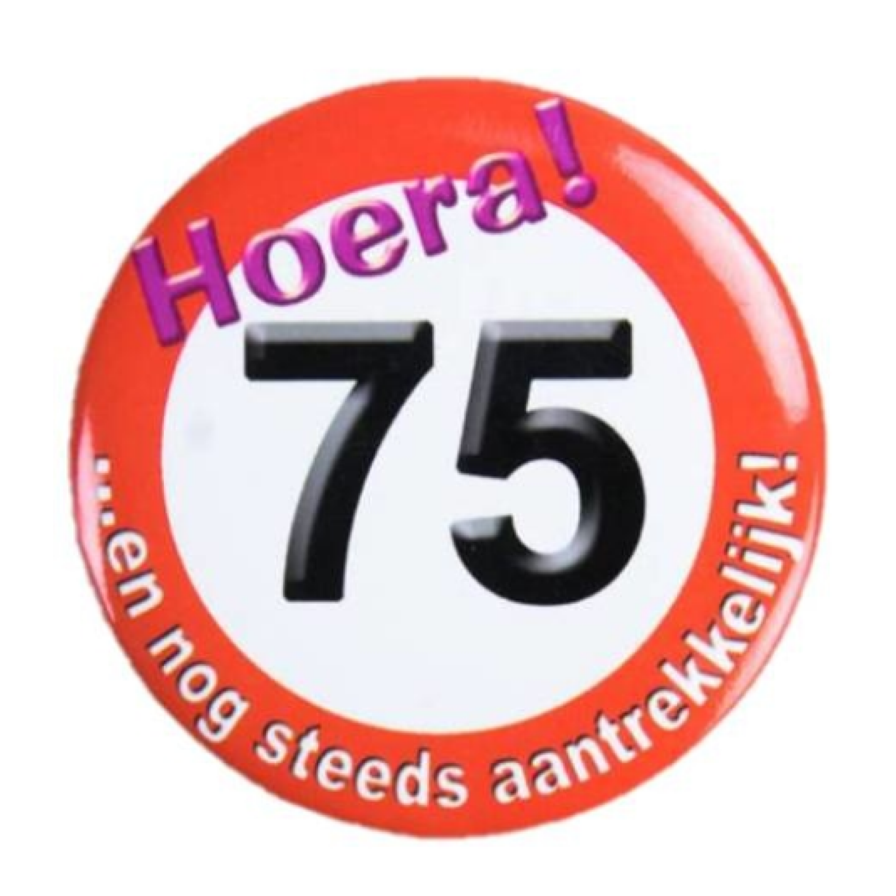 Button - 75 jaar - Verkeersbord - Klein