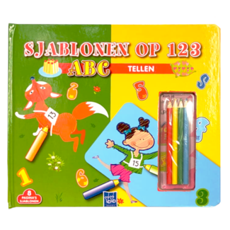 Boek - Sjablonen op 123 - ABC en Tellen - Met kleurpotloden