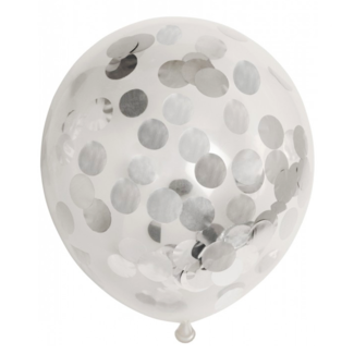 Ballonnen - Confetti - Metallic zilver - 30cm - 6st.