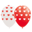 Globos Ballonnen - Met hartjes - Rood, wit - 30cm - 8st.