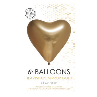 Fiesta Ballonnen - Hart - Goud - Metallic - Mirror - 30cm - 6st.