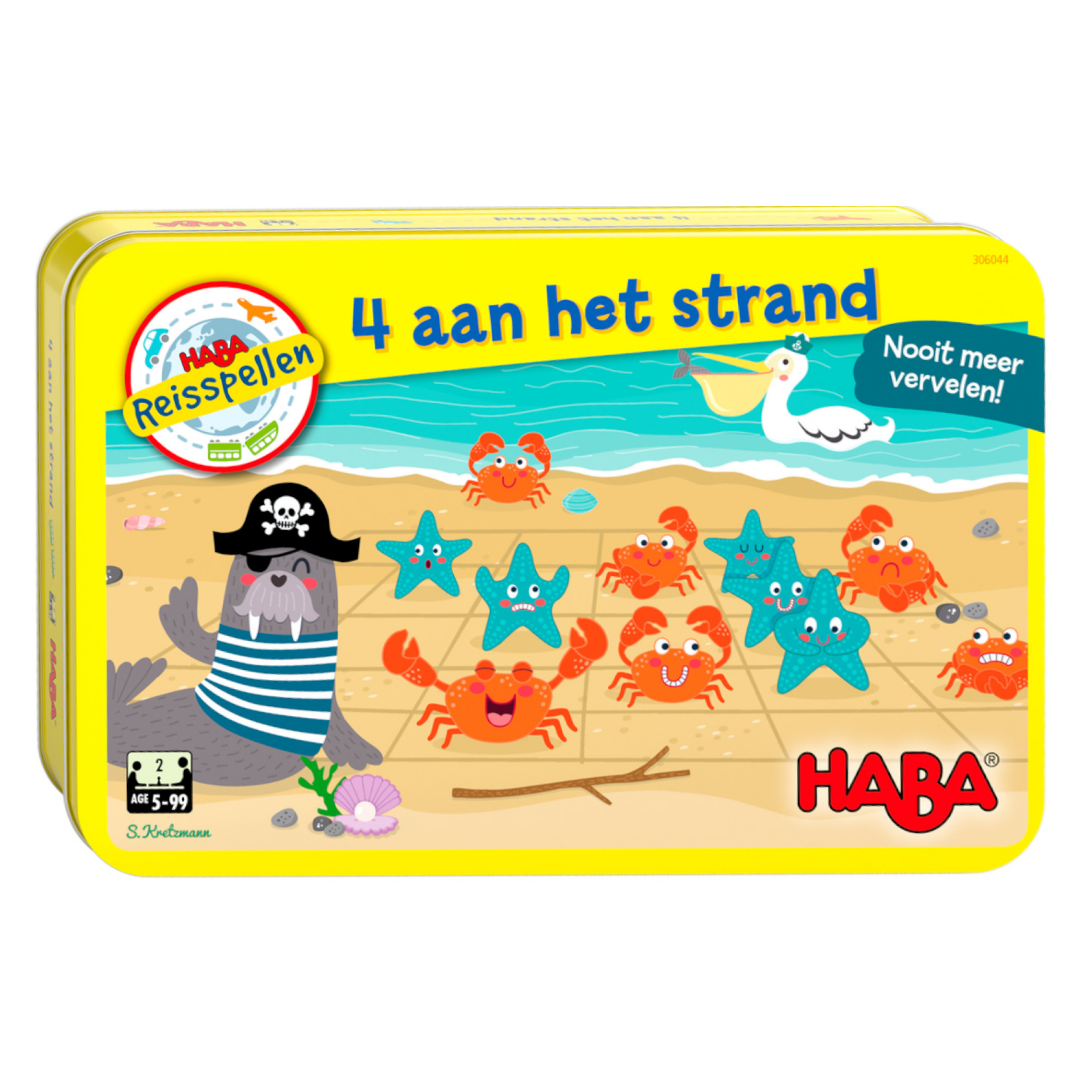 Spel - Reisspel - 4 Aan het strand - Magnetisch - In blik - 5+