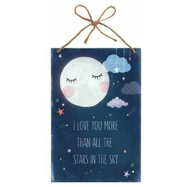 Decoratiebord - I love you more than all the stars in the sky - Hout - 20x30cm