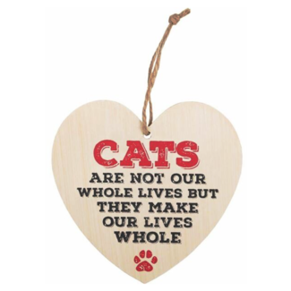 Decoratiebordje - Hart - Cats are not our whole lives - Hout - 12x12cm
