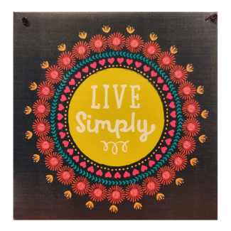 1234feest Hangdecoratie - Live simply - Metaal - 20x20cm