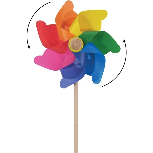 Windmolen - Regenboog - Kunststof - 21x58cm - Met houten stok - 1st.