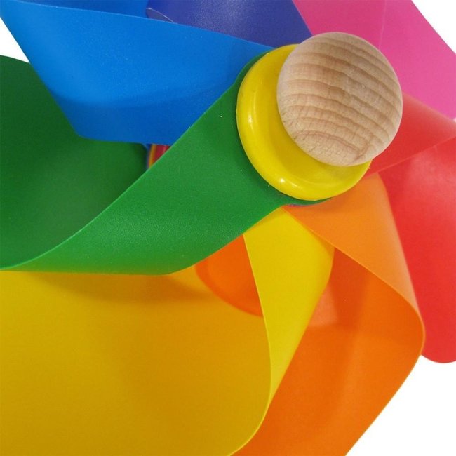 Windmolen - Regenboog - Kunststof - 21x58cm - Met houten stok - 1st.