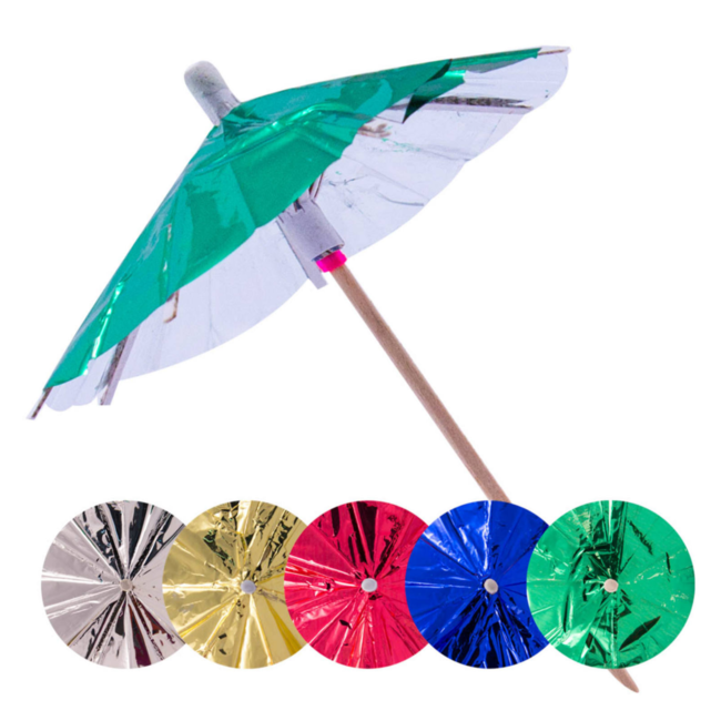 Folat Prikkertjes - Parasol - Metallic -15st.